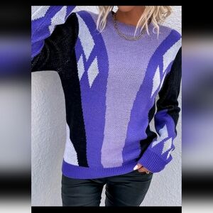 Purple Multi Colored Sweater EUC Size L